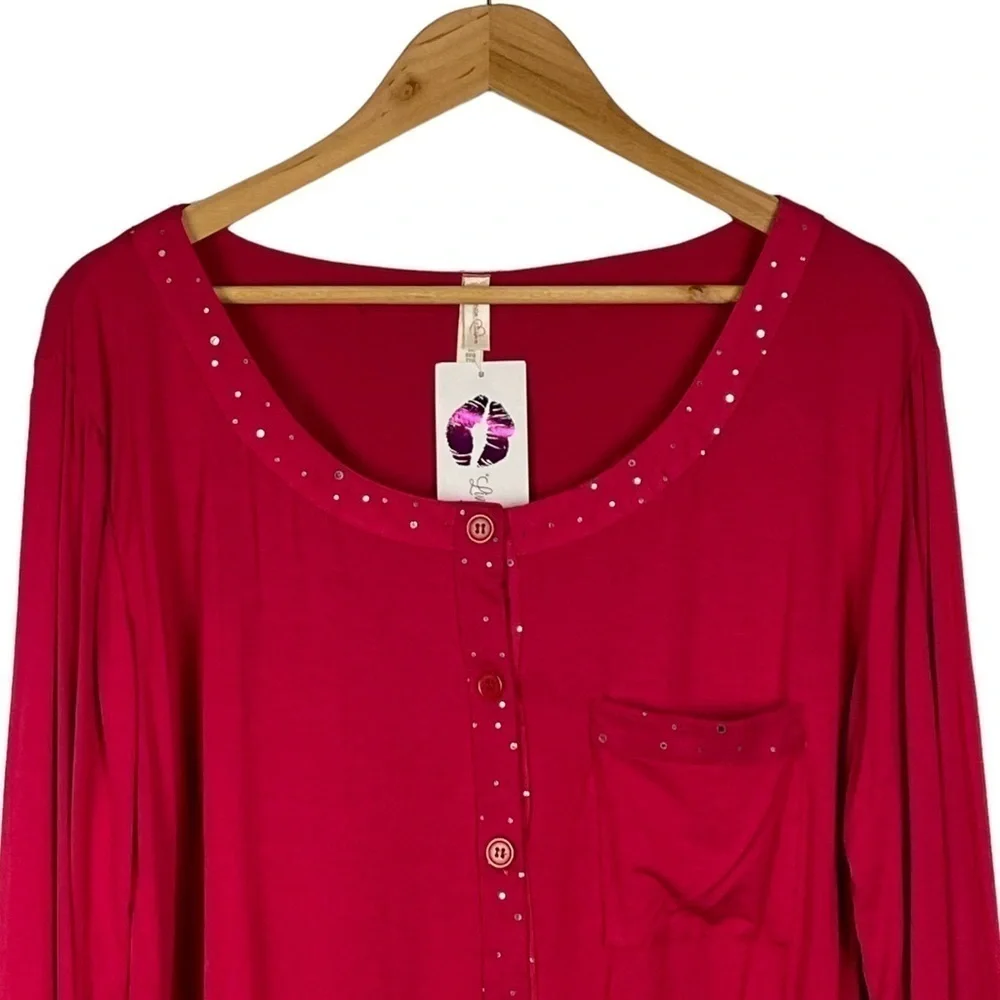 RHONDA SHEAR SHIMMER RED COZY HOLIDAY MATCHING PAJAMA PJ SET